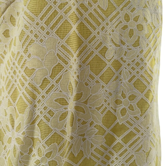 Belle Badgley Mischka Dress Womens 8 Yellow Lace Shift Sheath Chain Neckline - Picture 6 of 16